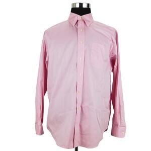 American Living Pink Solid Cotton Long Sleeve Button-Up Men 17 34/35 Dress Shirt
